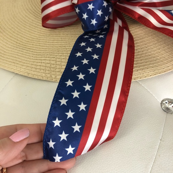 NEW Boho Stars Stripes Wide Brim Floppy Straw Hat - Picture 8 of 9